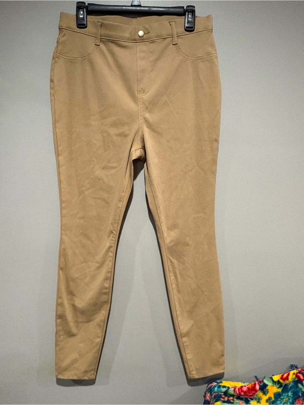 Time and Tru High Rise Stretch Jeggings Cream Khaki Tan Size L 12-14